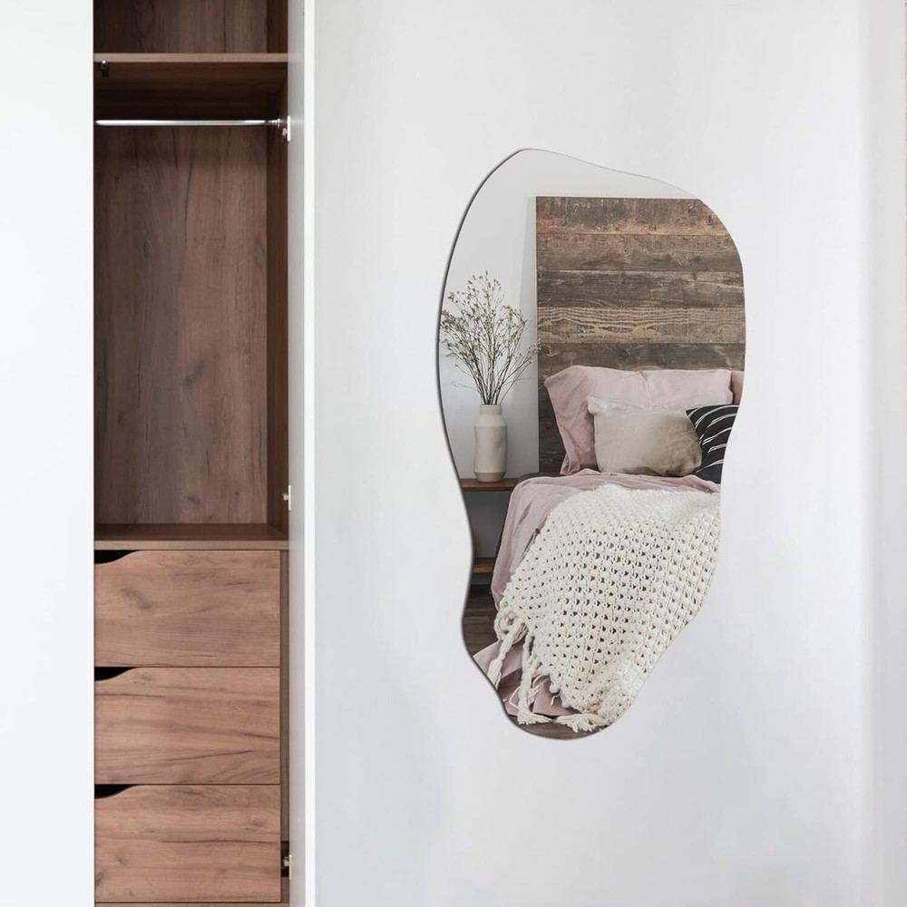 Irregular and asymmetrical wall mirror, modern decorative mirror hanging
