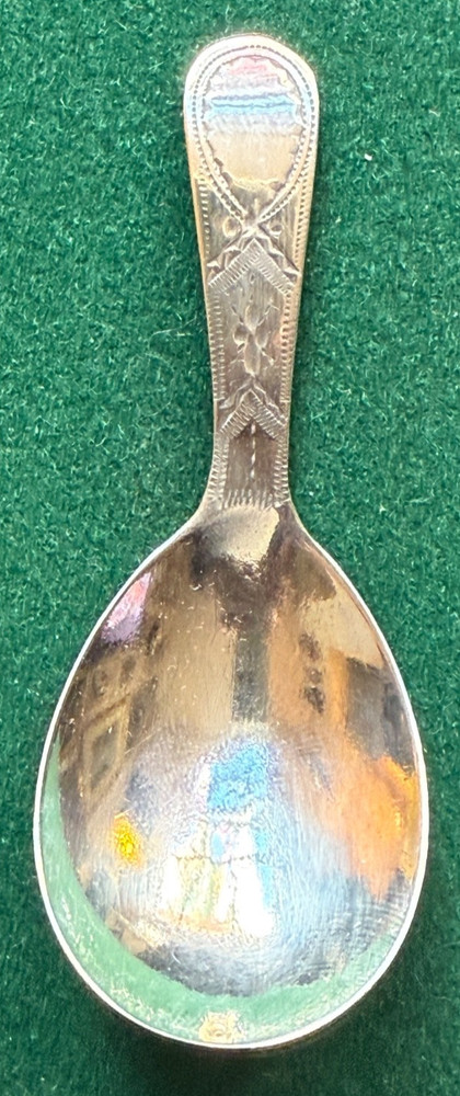 Antique Georgian Solid Silver Bright Cut Engraved Old English Pattern Spoon