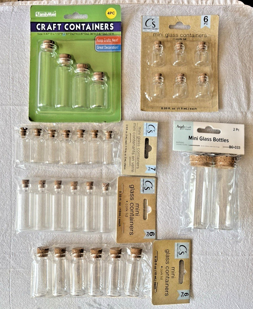 Mini Clear Glass Bottles Containers - Various Sizes