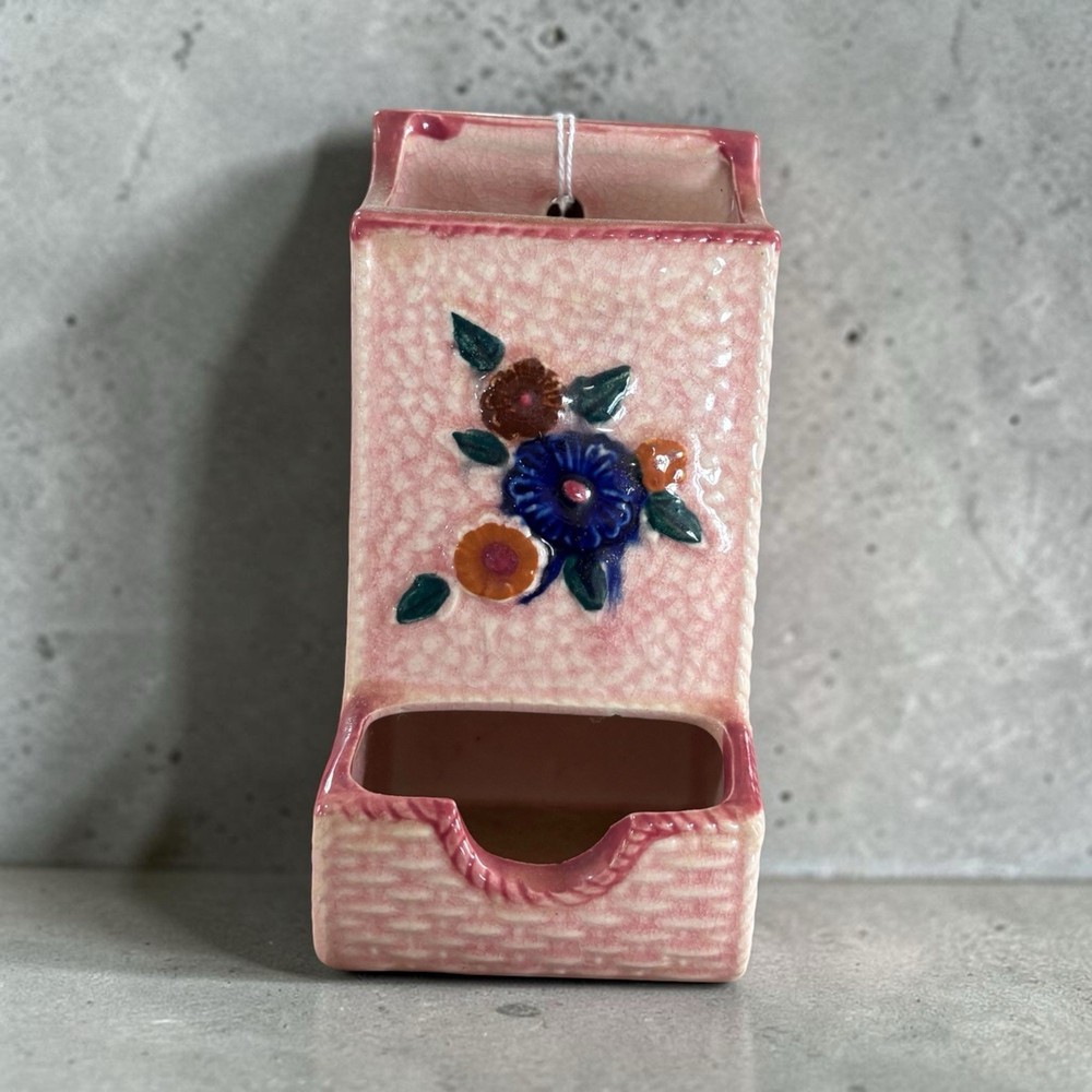 Ceramic Match Box Holder Wall Mount Floral Design