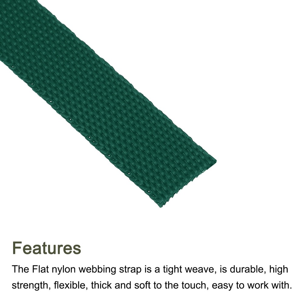 Flat Nylon Webbing Strap 3/8 Inch 10 Yards Dark Green for Backpack