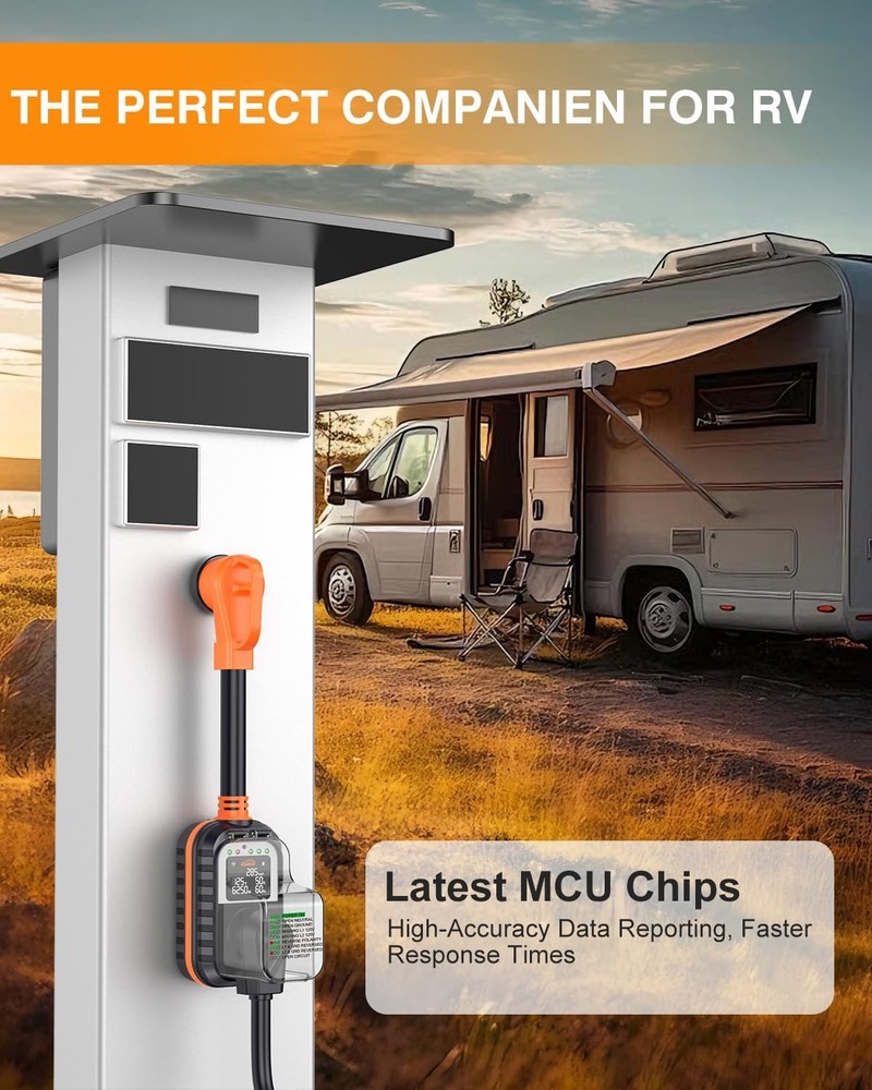 RV Surge Protector 50 Amp/RV Circuit Analyzer(18000 J) W/LED Display App Control