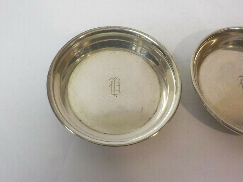 Pair Sterling Silver Butter Pats, Monogram "R"