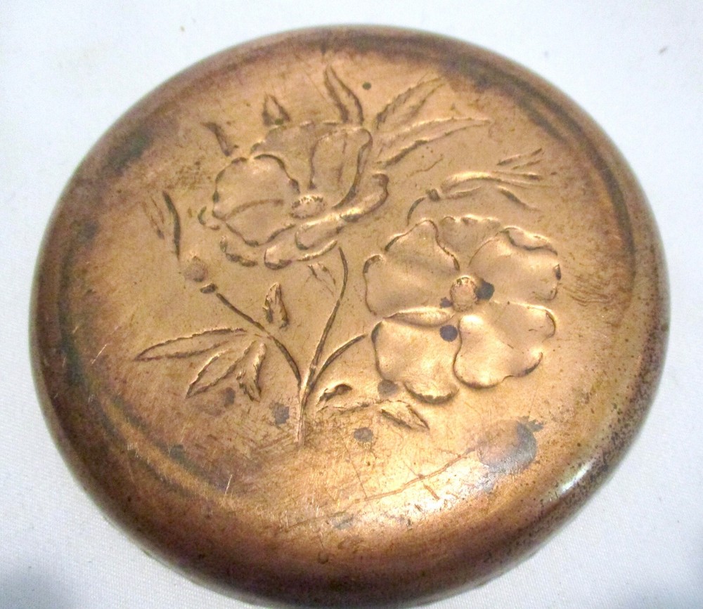 SOLID COPPER COASTER EMBOSSED FLOWERS