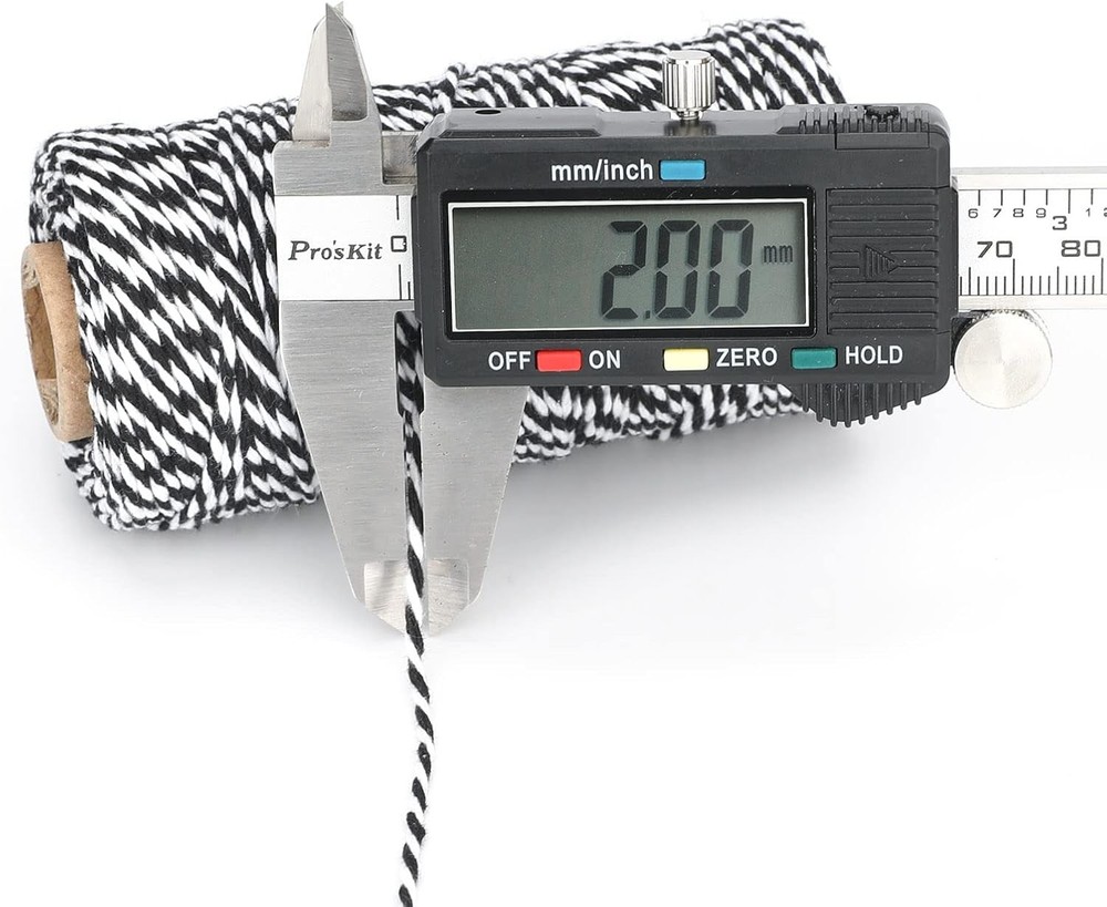 G2PLUS White and Black String, 2MM 328 Feet Cotton String, White Black Cotton Tw
