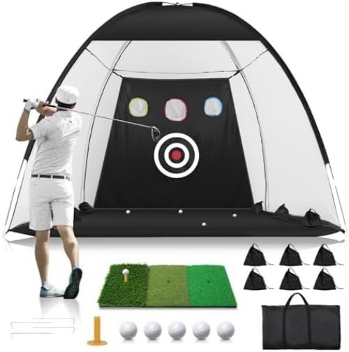 Golf Net: 10x7FT Golf Practice Net for Backyard Driving, Hitting Net with Tri...