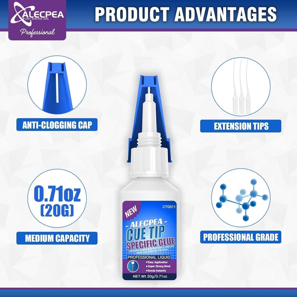 Quick Dry Pool Cue Tip Glue 20g - High Performance Adhesive for Repairs