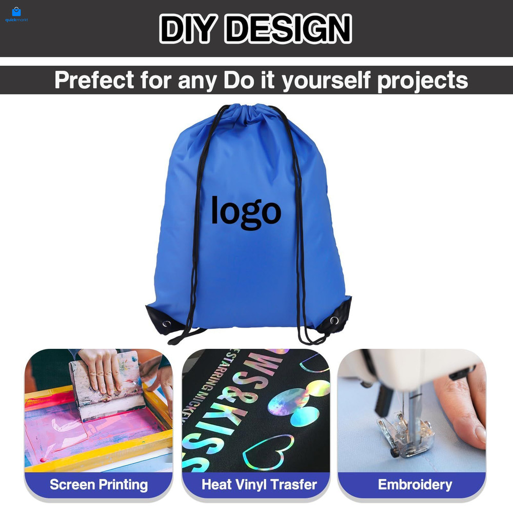 Drawstring Backpack 6Pcs Gym Bags Black Draw Medium, Multicolor