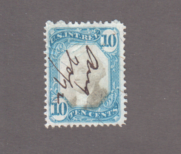 US 2 ERRORS SCOTT # R109 VERY LIGHT PRINT AND SHOULDER OVERLAPS FRAME H1714H