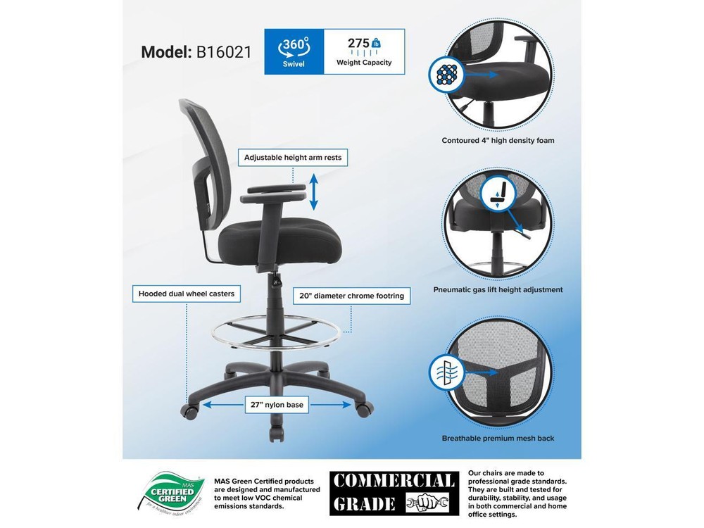 Boss Contract Mesh Drafting Stool