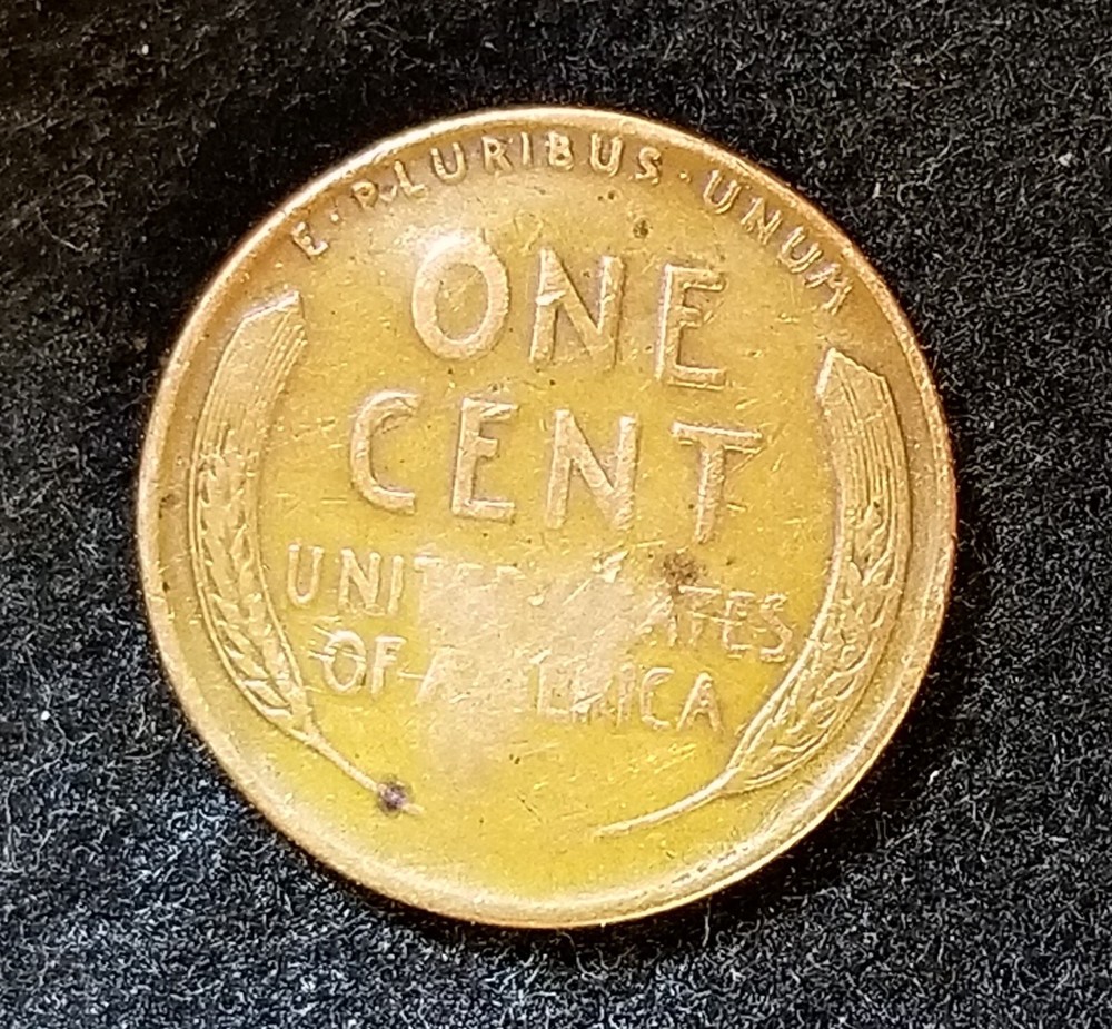 1947 P Lincoln Wheat Cent Strike Through Grease on Obverse Error Reverse Error