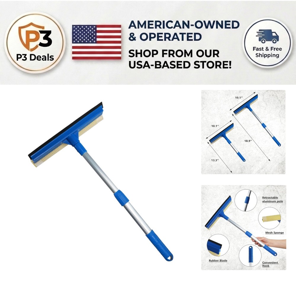 Durable Retractable Window Squeegee for Effortless Indoor & Outdoor Cleaning