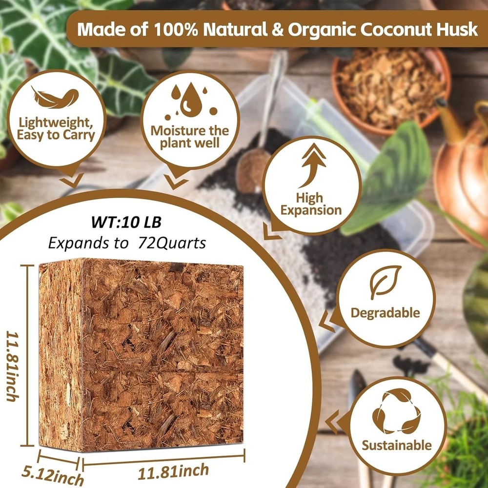 Riare 10LBS Coco Chips Substrate for Plants- 100% Organic Coconut Husk Chips...
