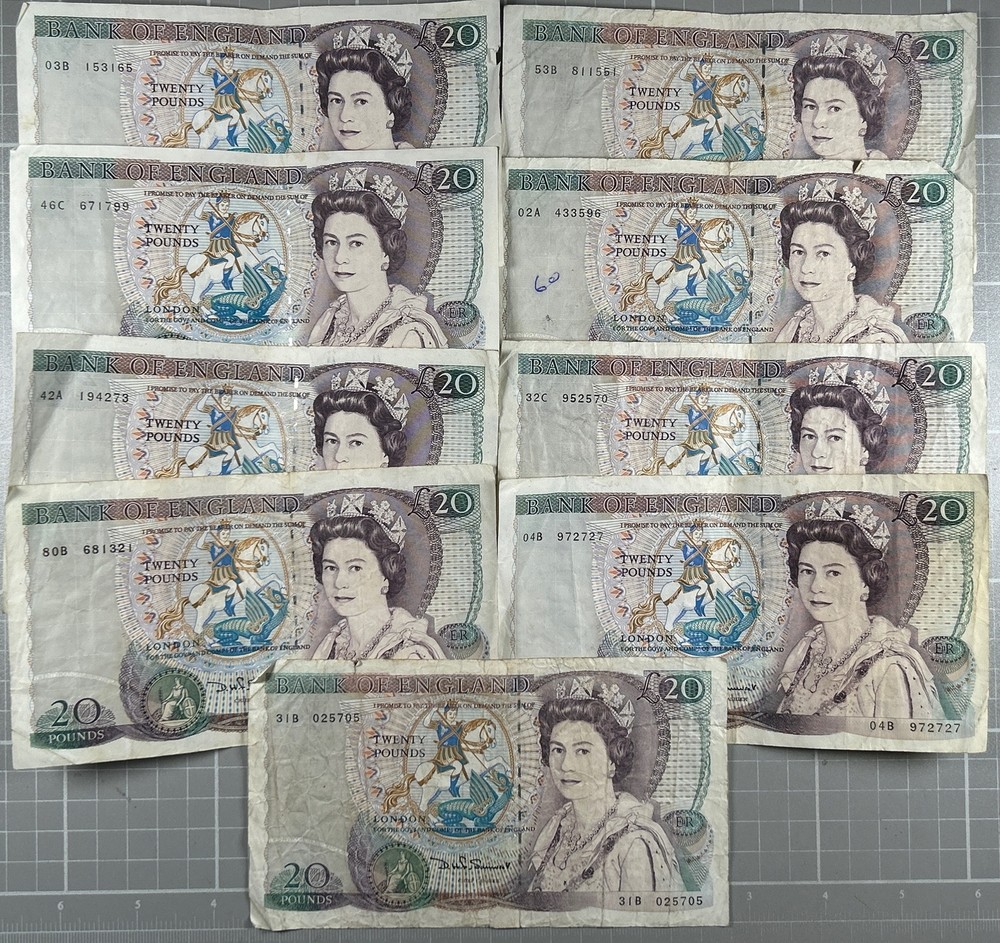 1981  Great Britain 20 Pound Banknotes Somerset (9 Notes)  #1