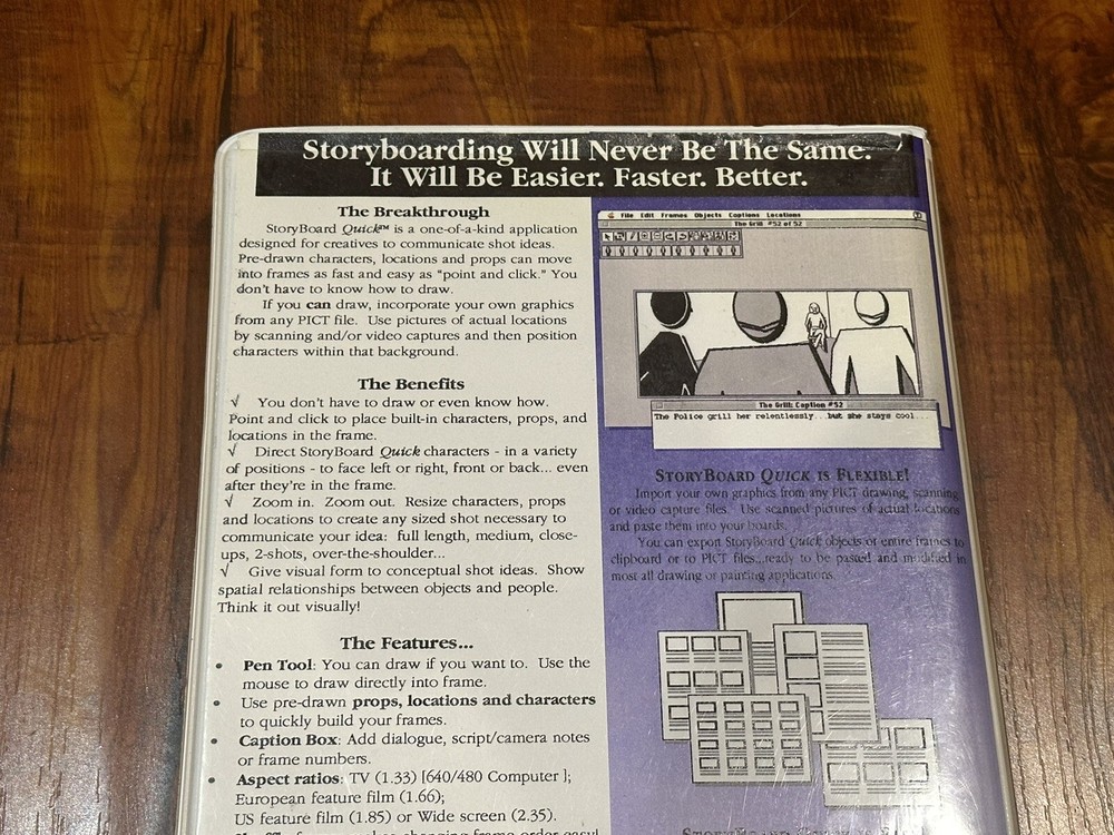 Vintage 1995 StoryBoard Quick Mac 2.0 Storyboarding Application Software