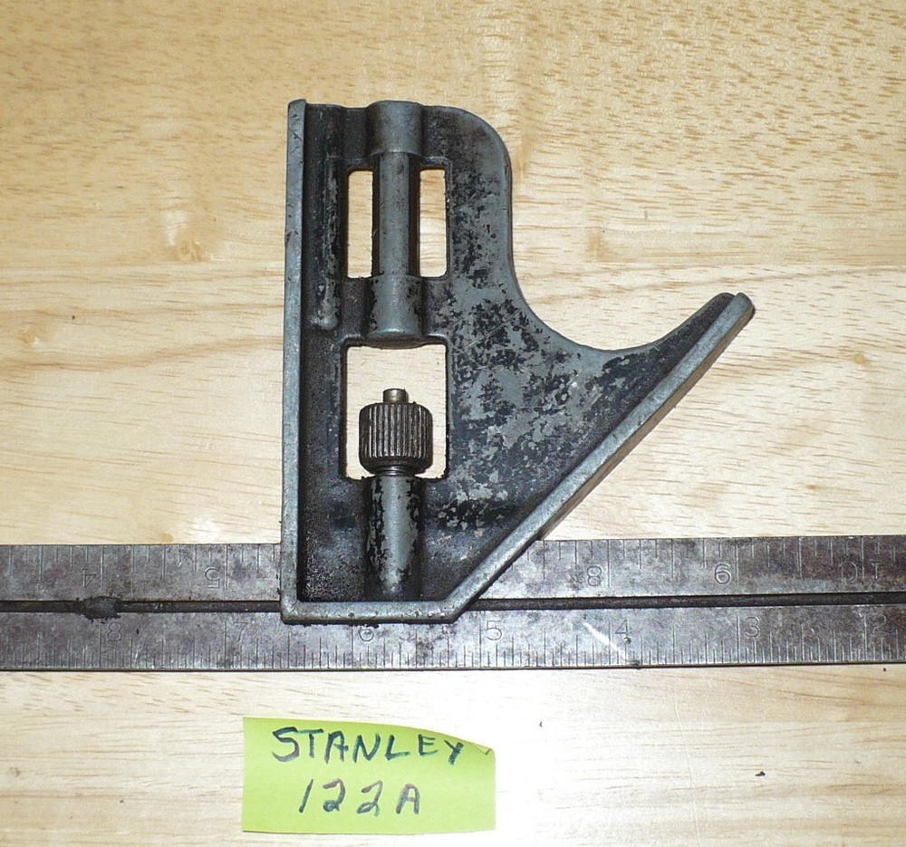 Vintage Stanley 122A Combination Square w/ Bubble Level