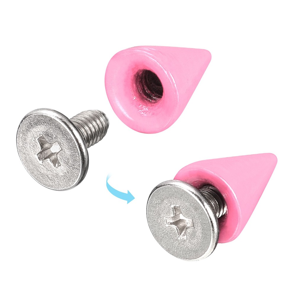 50 Sets Cone Spikes Studs 7x10mm Studs Spike Screw Back Rivet Pink