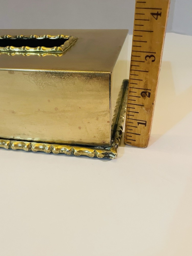 VTG Brass Faux Bamboo Rectangular Tissue Cover 10x5x3