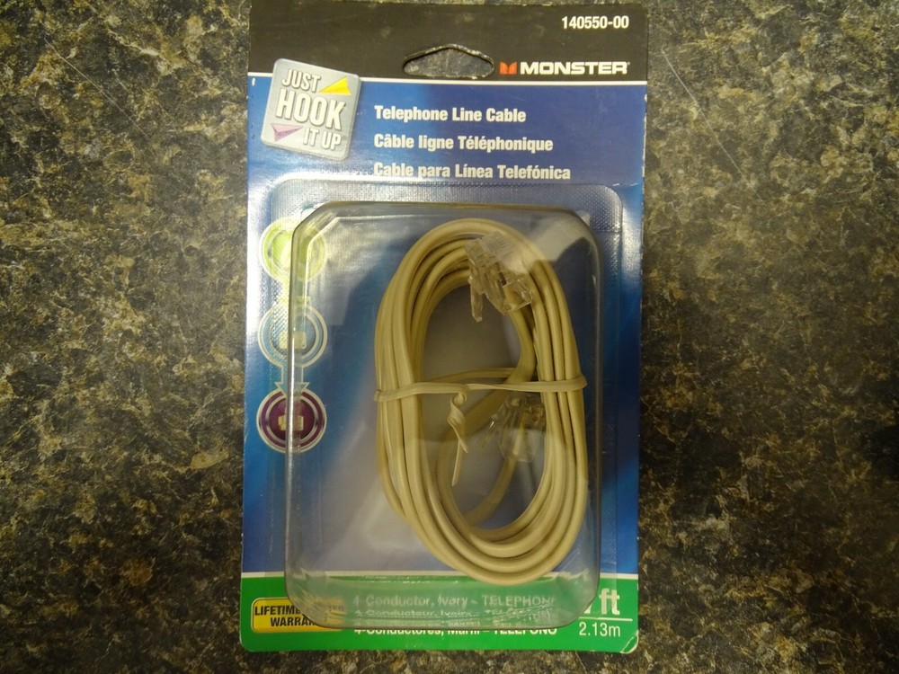 Monster Cable 140550-00 7 ft. L Ivory Modular Telephone Line Cable
