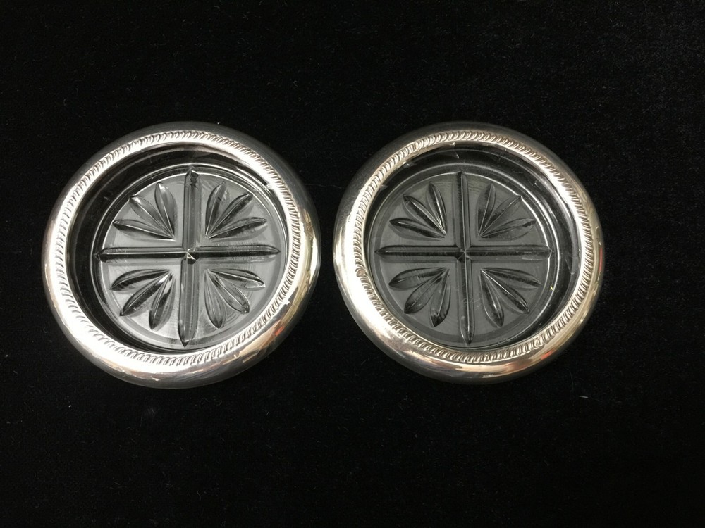 2 Frank FB Rogers Sterling Silver Coasters, 2 7/8" Inside, 3 3/4" Outside