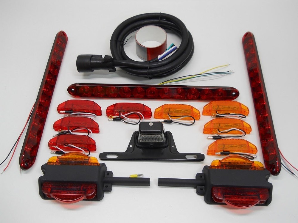 LED Over 80" Trailer Marker Brake Turn Tail Light Kit / Wiring / License Light