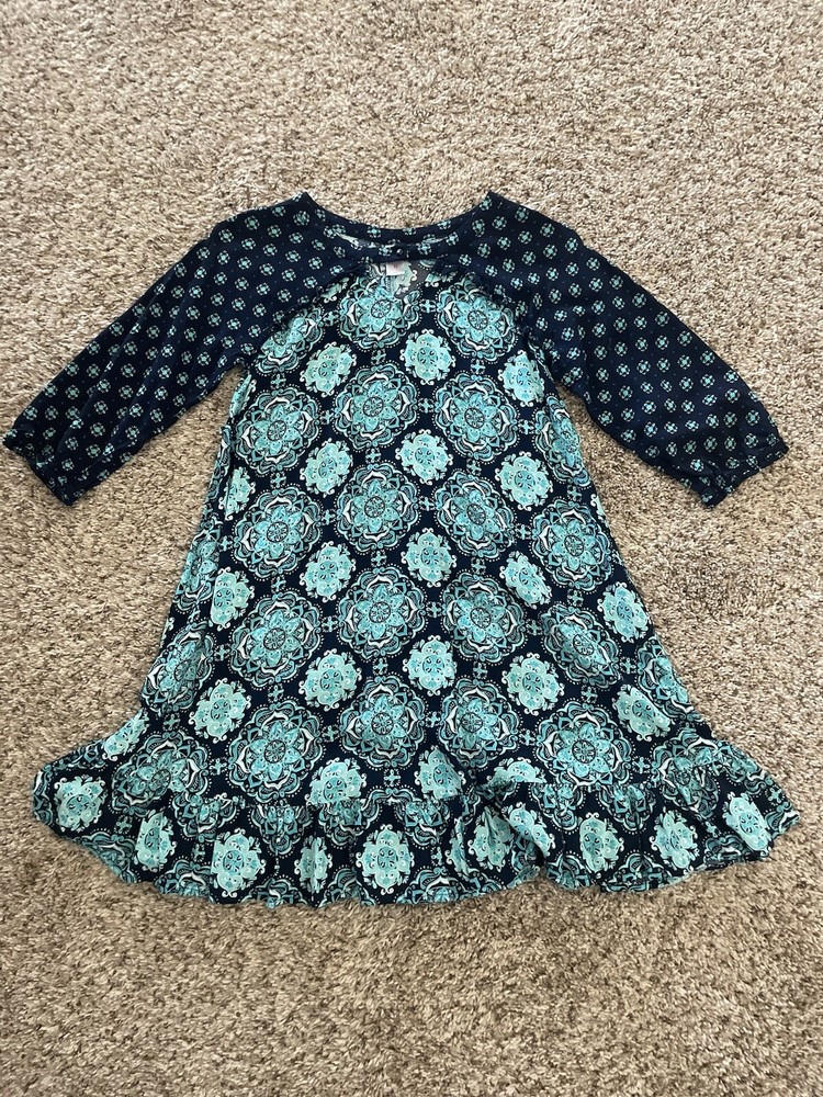 JUSTICE 12 Blue Pattern Rayon Girl Dress