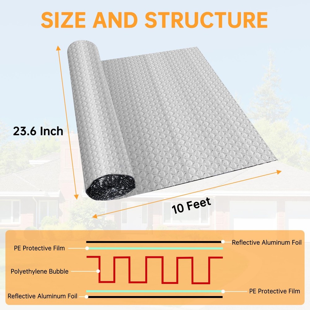 Reflective Foil Insulation, Double Reflective Bubble Insulation Sheet, Alumin...