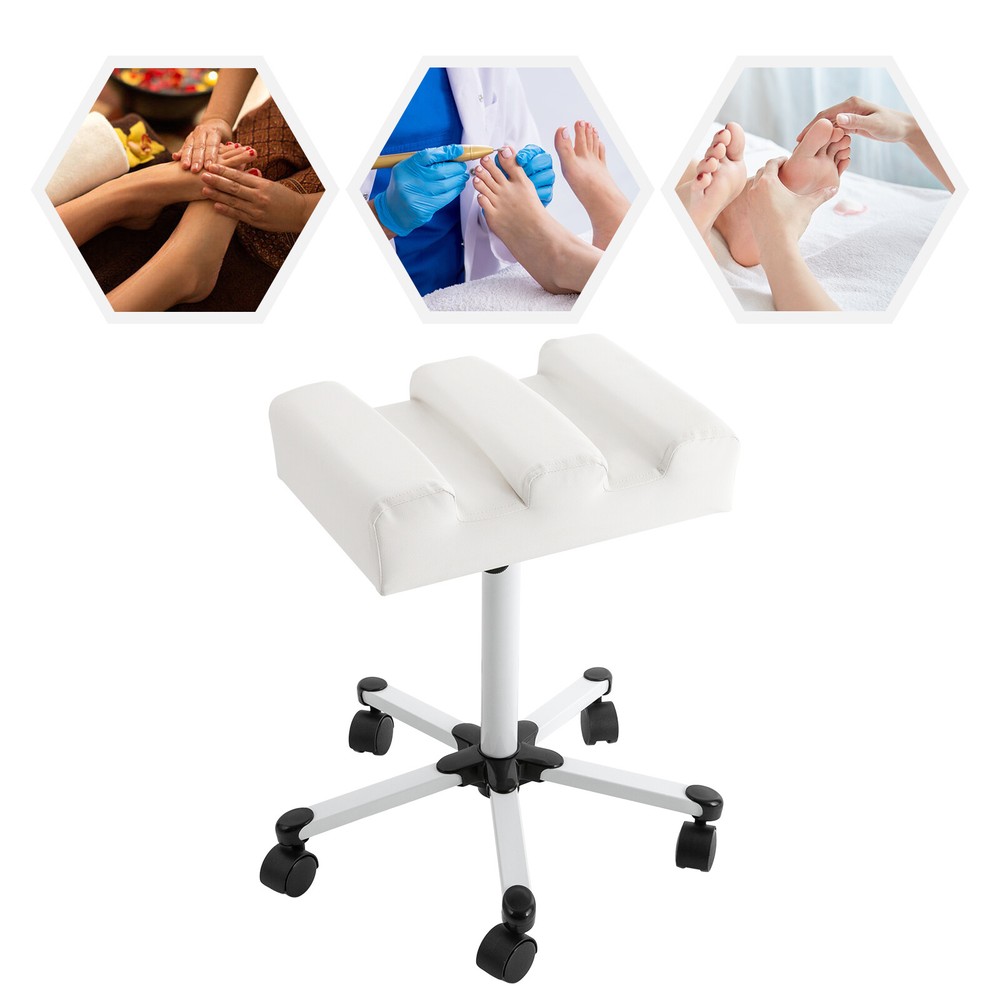 Manicure Foot Rest Rolling Pedicure Stool Adjustable Pedicure Stool w/ Wheels