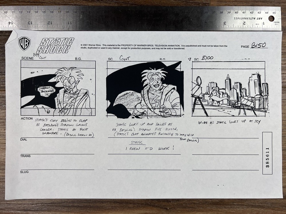 Static Shock 2001 Production Storyboard Studio Copy Warner Brothers Animation 4p