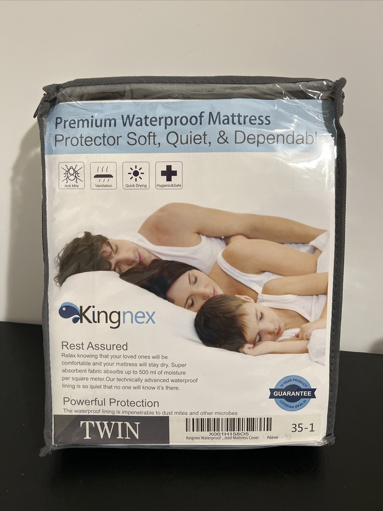 Kingnex Premium Waterproof Mattress Protector Soft Quiet & Dependable Twin Size