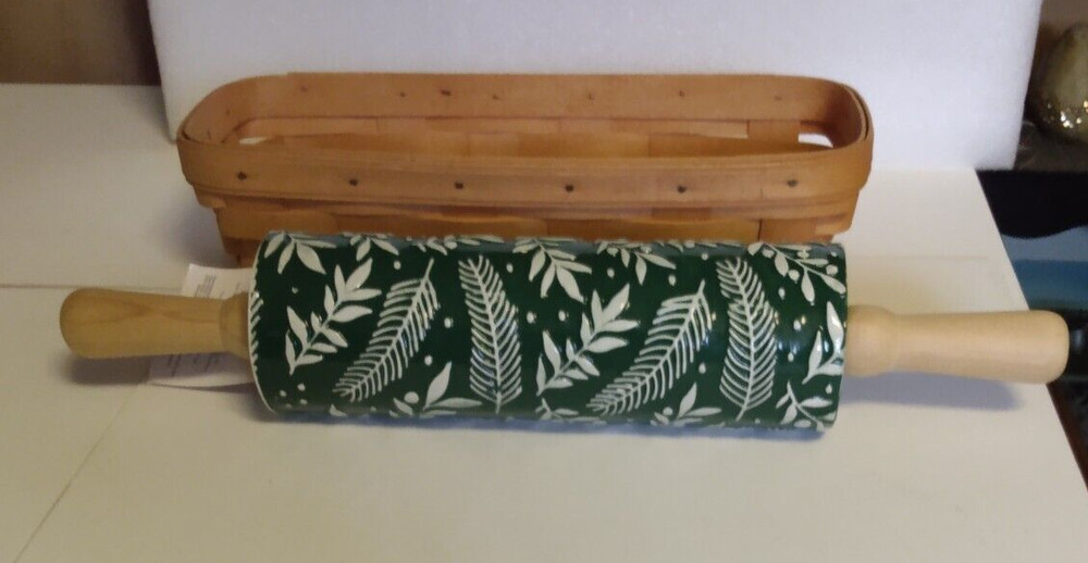 Printed Ceramic Rolling Pin With Longaberger Basket