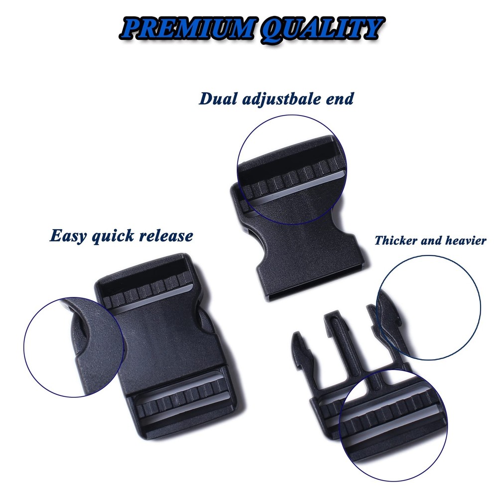 Side Release Buckle, Dual Adjustable No Sewing Clips Quick Release Buckle Rep...
