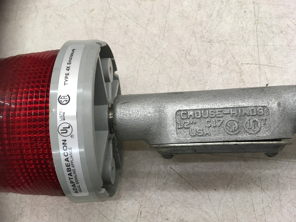 Red Edwards Adaptabeacon Type 4X Enclosure with Crouse Hings C17 & mounting pole