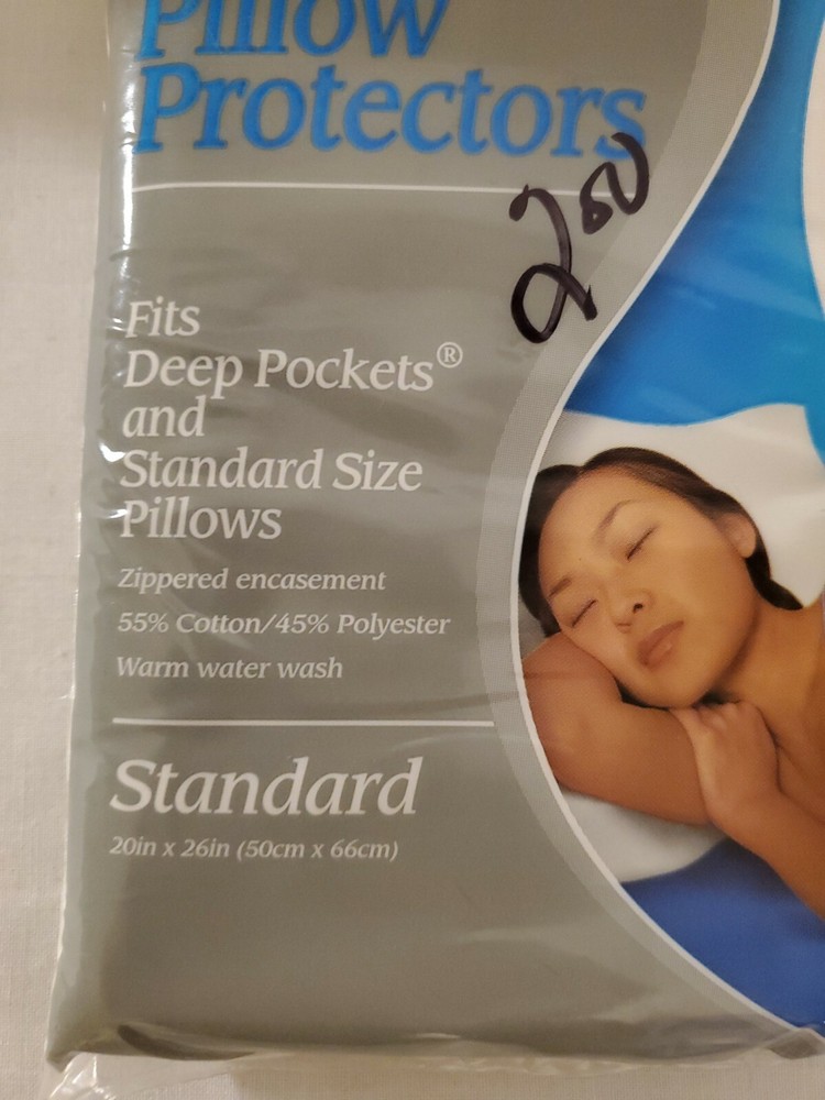 New Bedding Basics Cotton Polyester Pillow Protector Standard Size 2 Pack