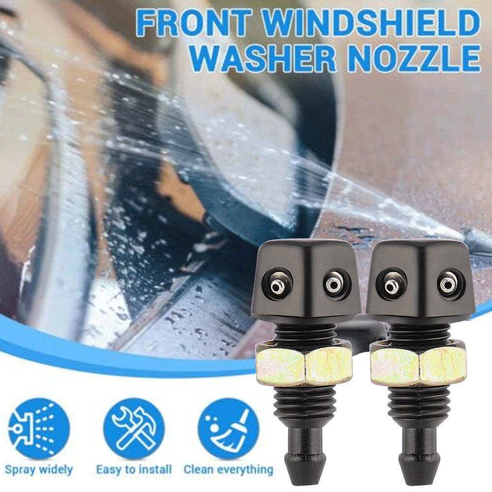 Front Windshield Washer Squirter Nozzle Spray + Washer Fluid Tube Universal Car