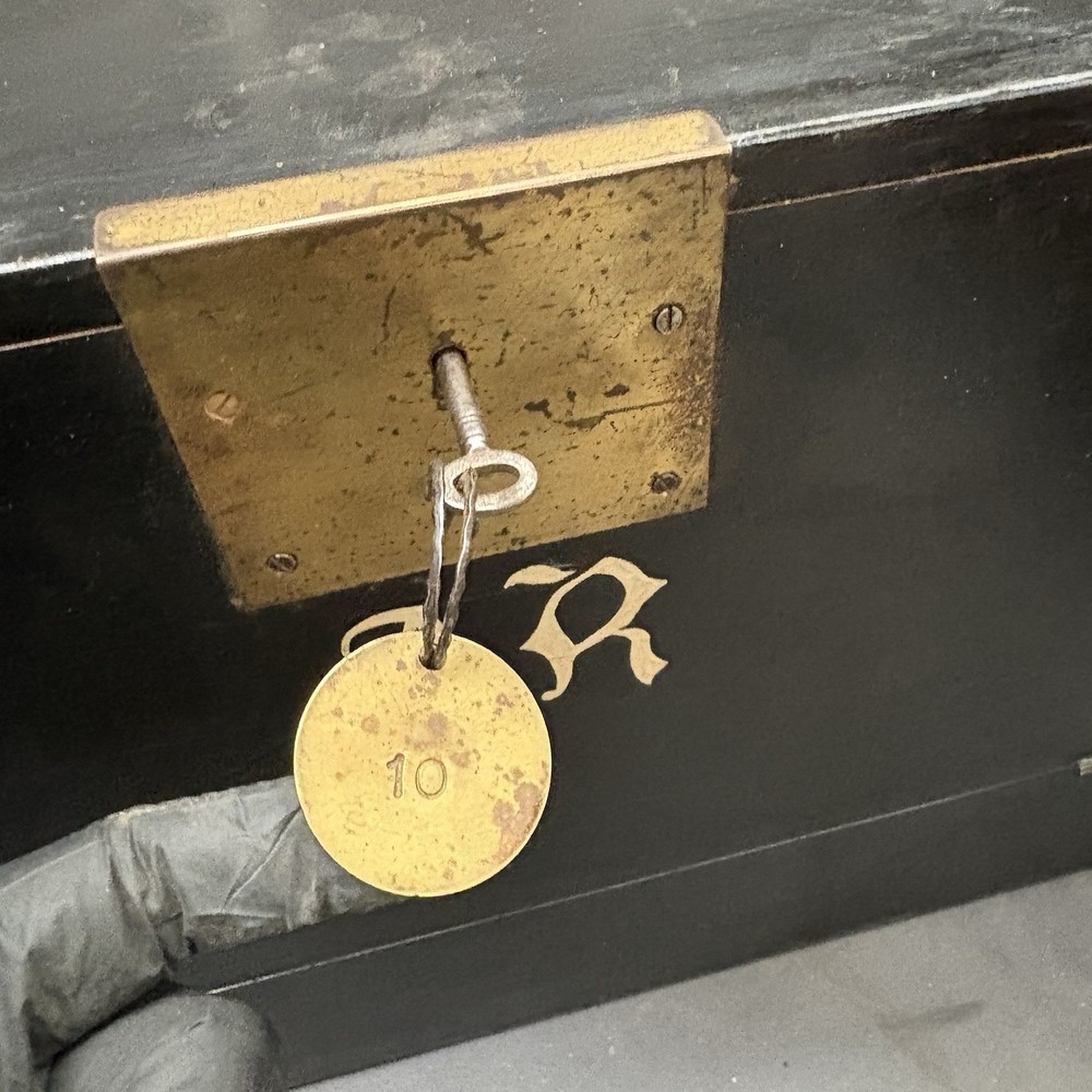 Antique Engineers Tool Box 3 Internal Drawers Brass Lock And Key
