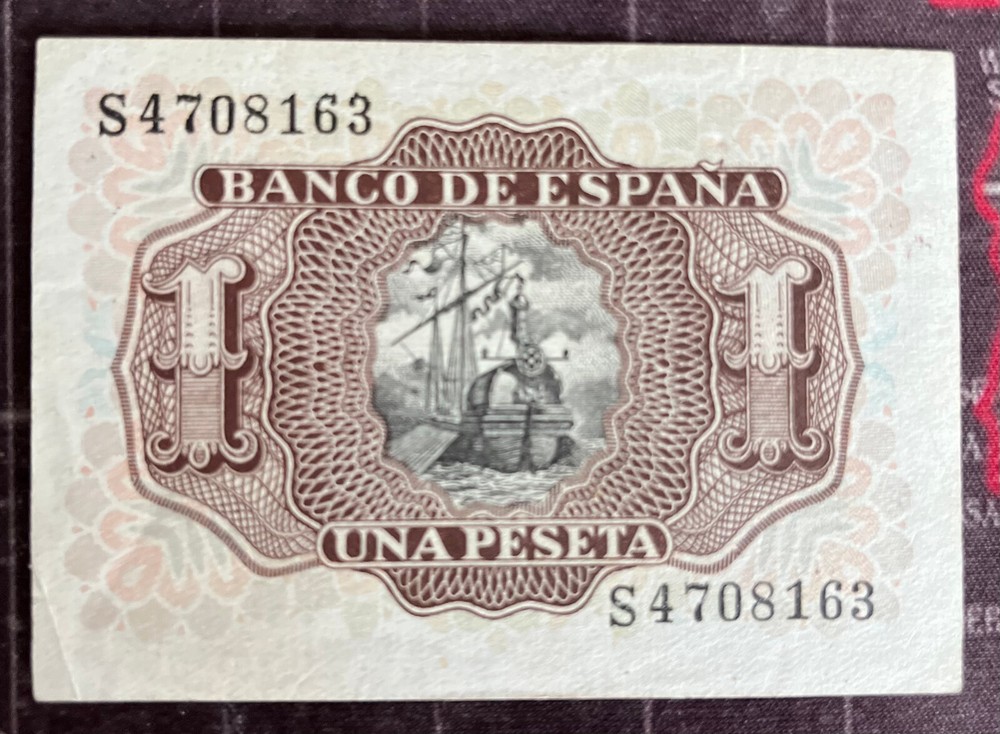 SPAIN 1953 1 PESETA NOTE
