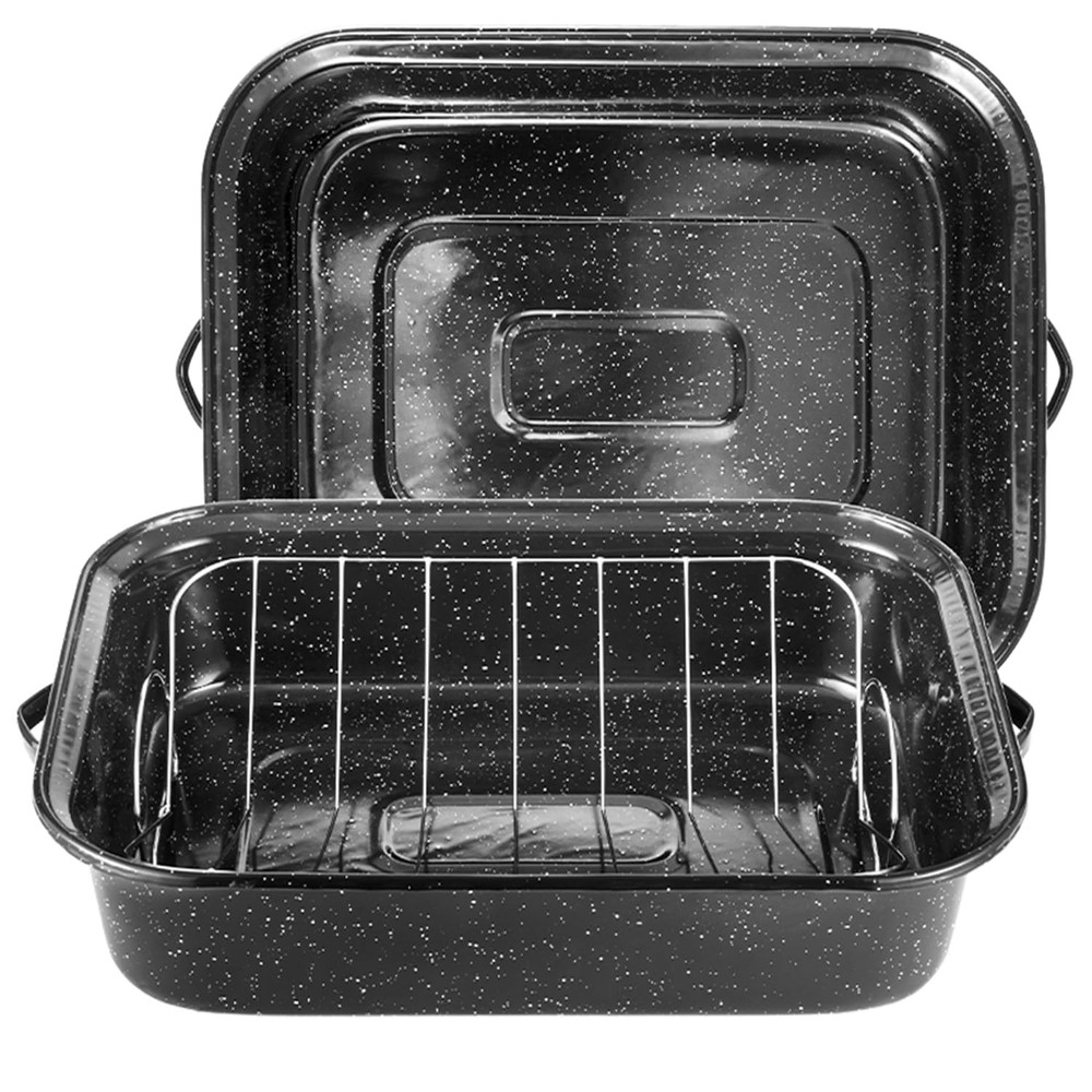 21Inch Roasting Pan, Extra Large Rectangle Pan With 21INCH, Black