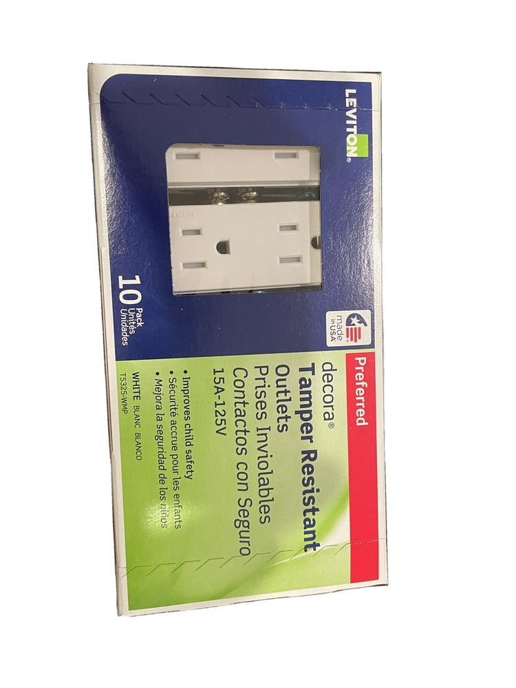 Leviton 15 Amp 125 Volt,Tamper Resistant, Decora Duplex Receptacle (10 Pack)