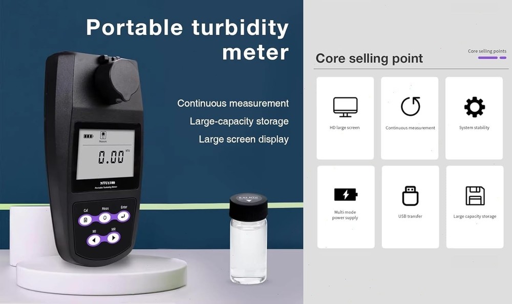 Turbidimeter with Standard Solution Measurement Method ISO 7027 Range 0-1100NTU