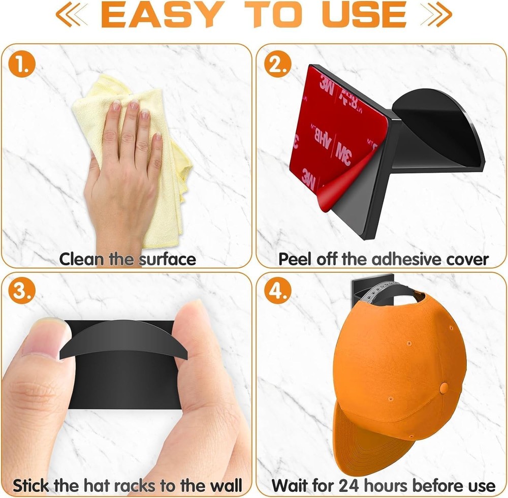 Adhesive Hat Hooks for Wall (16-Pack), Rack 16PCS, ‎16PCS-Black