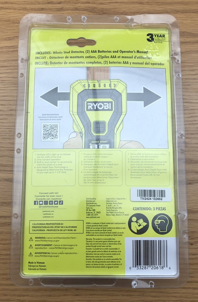 Ryobi Whole Stud Detector - ESF5002 - Stud Finder