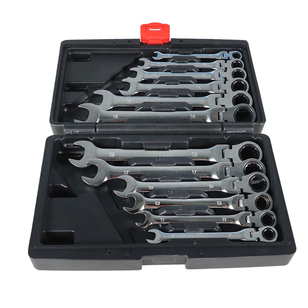 Flexible Ratcheting Wrench Set 12 Pcs 8-19mm Metric Combination Spanner Tool
