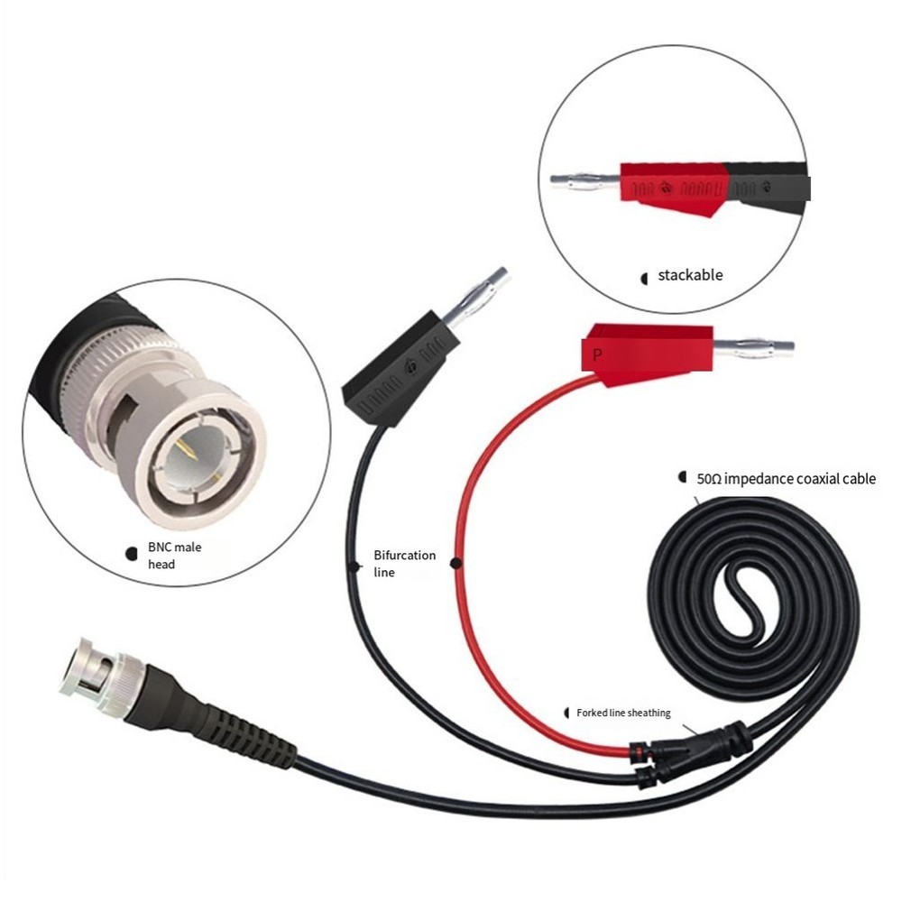Secure Connection BNC to Dual Stacking Test Leads Cable for Oscilloscopes