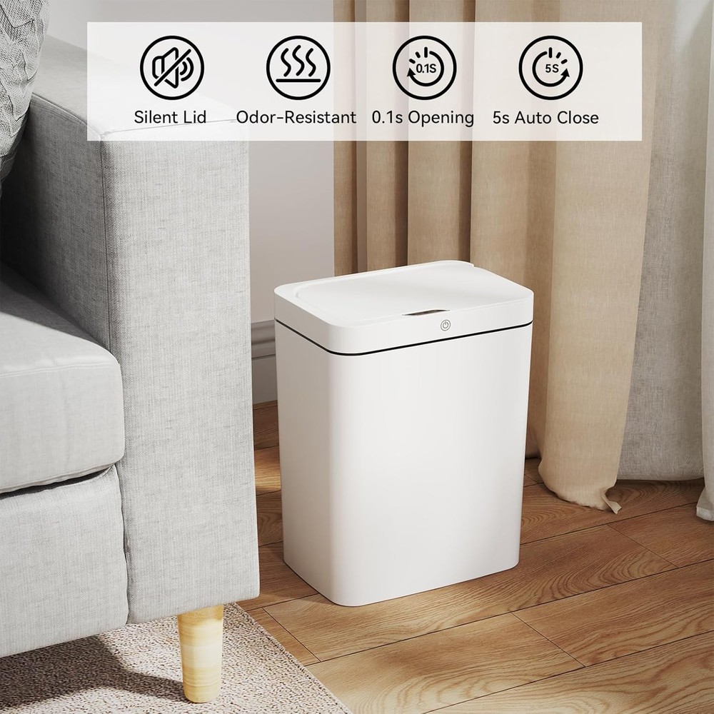 4 Gallon Automatic Bathroom Trash Can w/Lid, Touchless Motion Sensor Gabage Can