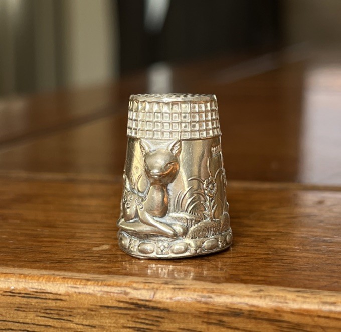 Vintage Sterling Silver Embossed Bambi Design Thimble