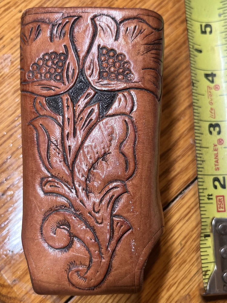 Leather Hand Tooled Belt Loop Holder, Ammo, Light, Pepper Spray Multi-use!