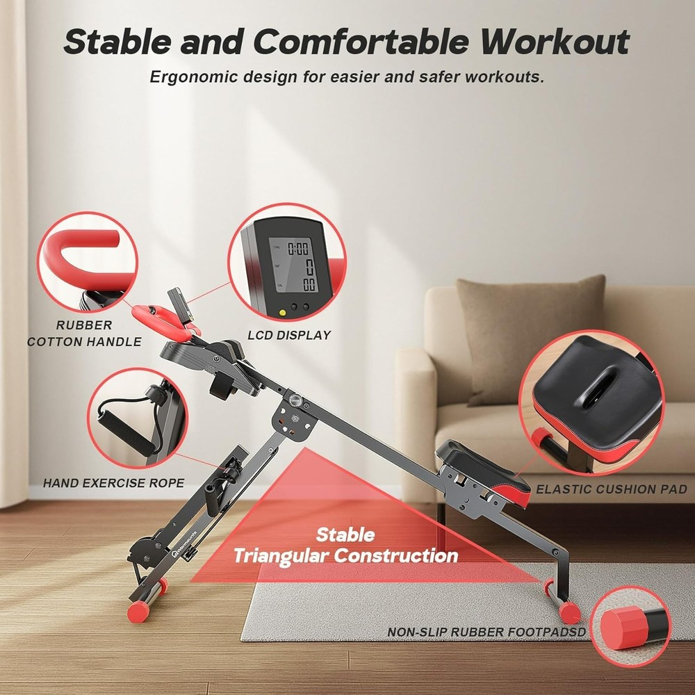WARMOUNTS Rowing Machine, 4 in 1 Adjustable Ab Machine with 4 Level... Fast Ship