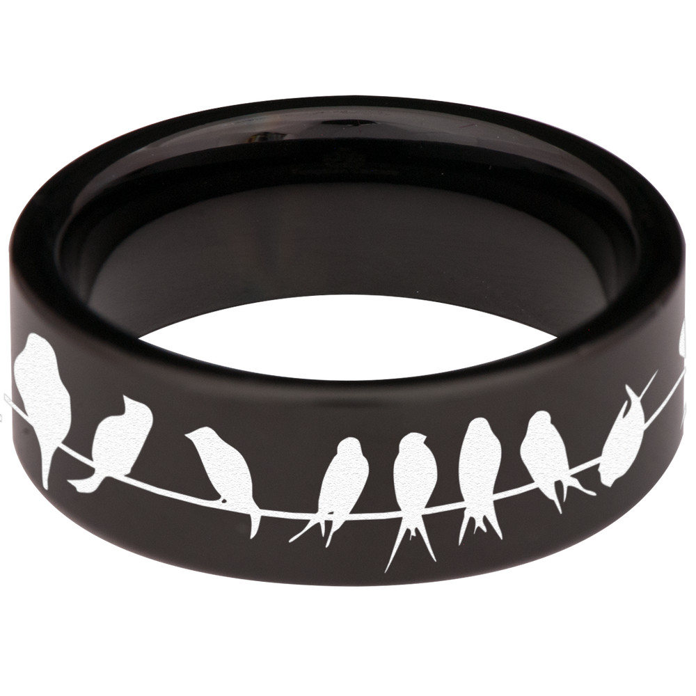 Birds on Wire Tungsten Carbide Ring