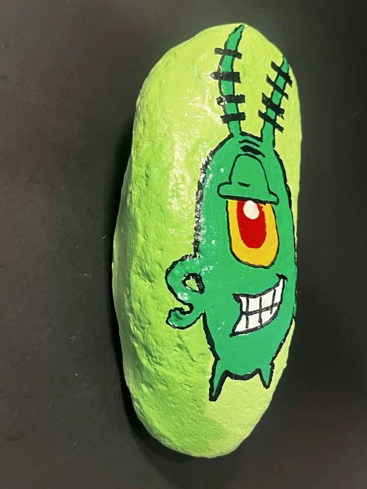 Plankton Hand Painted Rock Great Gift! SpongeBob SquarePants